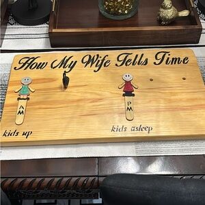 Charming Wooden Wall Art with Playful Figures custom made by my husband